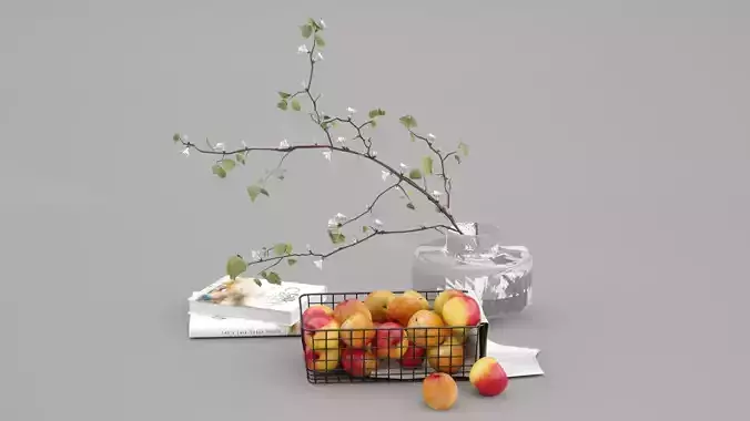 Decorative Set with a Basket of Apples