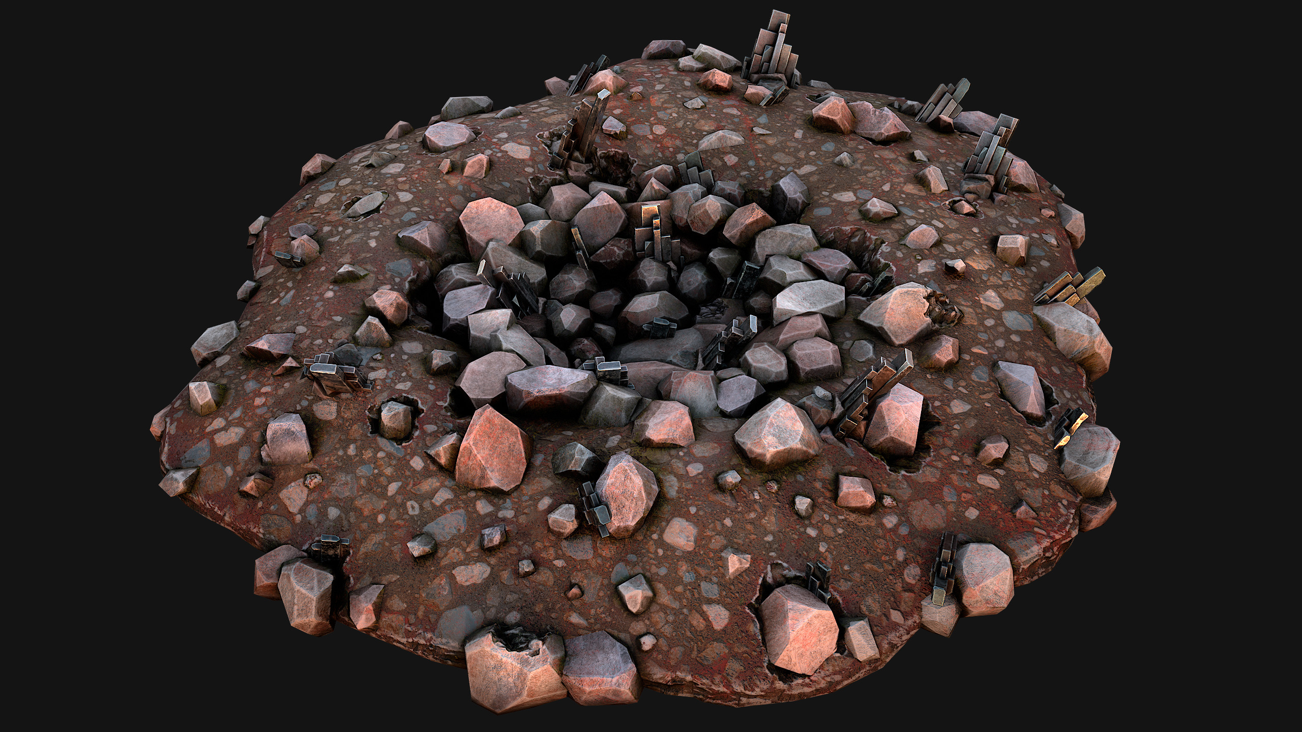 Silver Ore Deposits Mine Environment Low-poly 3D model_5