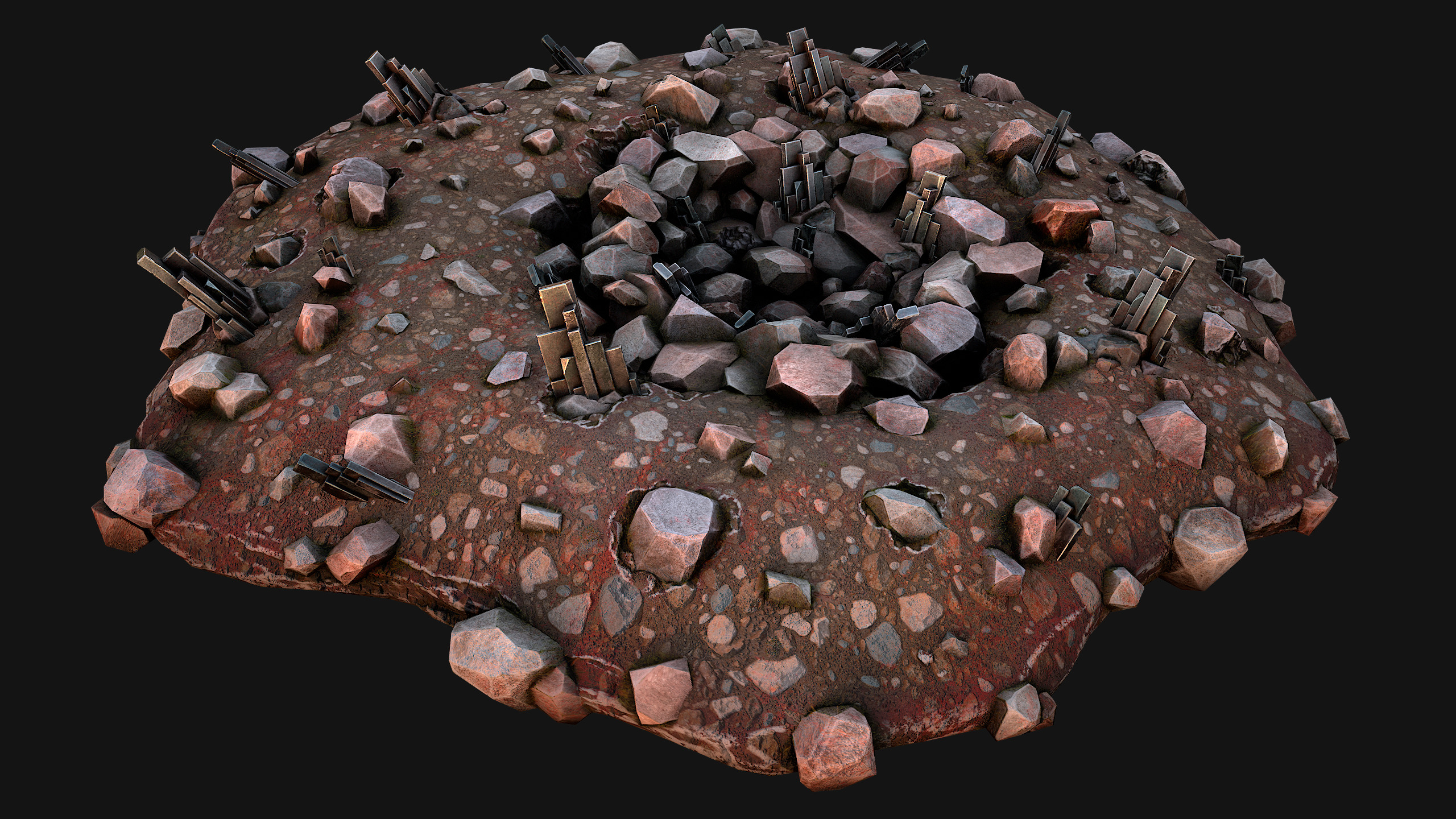 Silver Ore Deposits Mine Environment Low-poly 3D model_10
