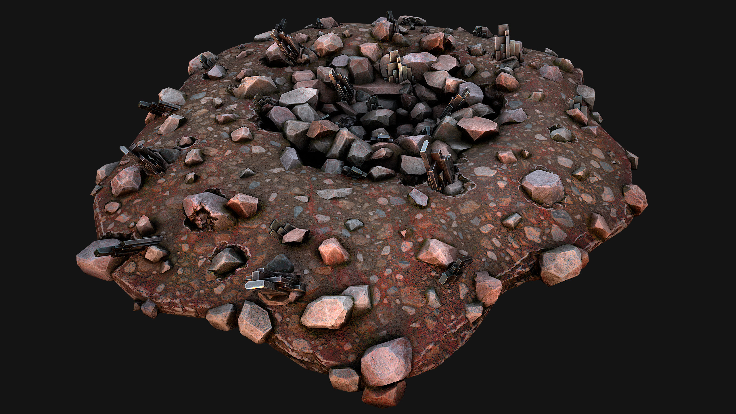 Silver Ore Deposits Mine Environment Low-poly 3D model_12