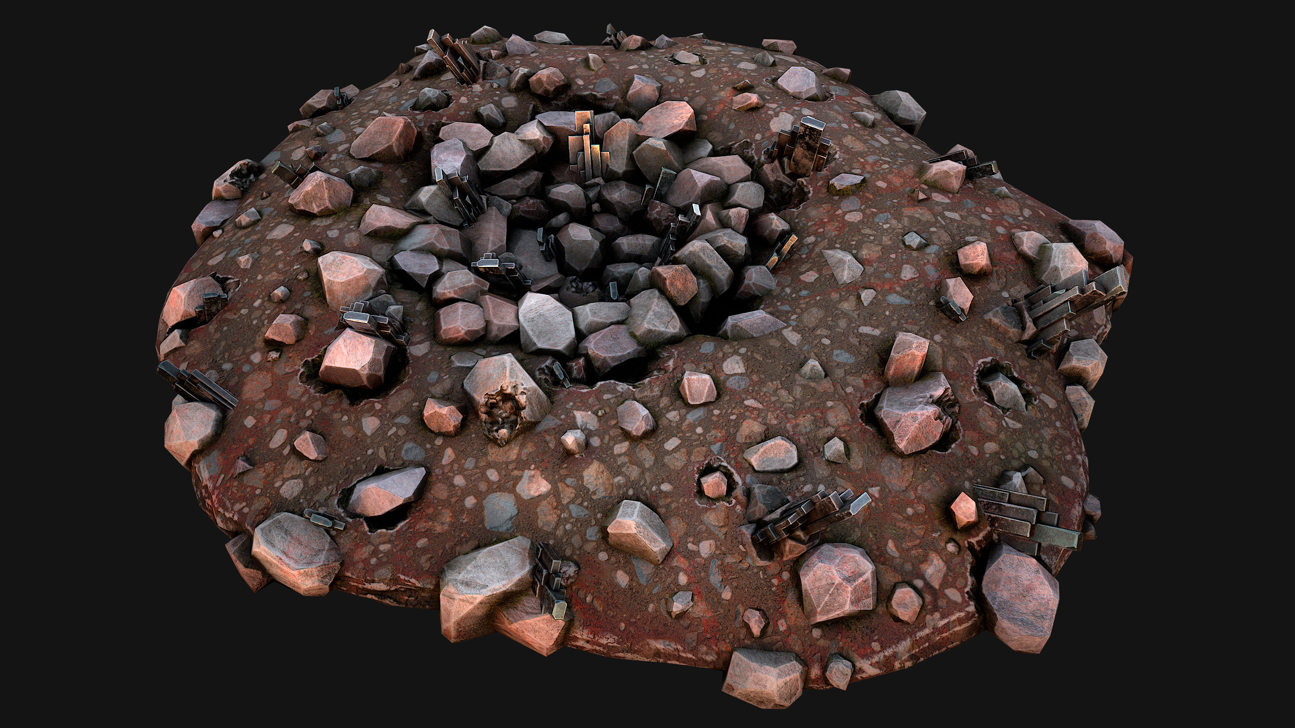 Silver Ore Deposits Mine Environment Low-poly 3D model_24