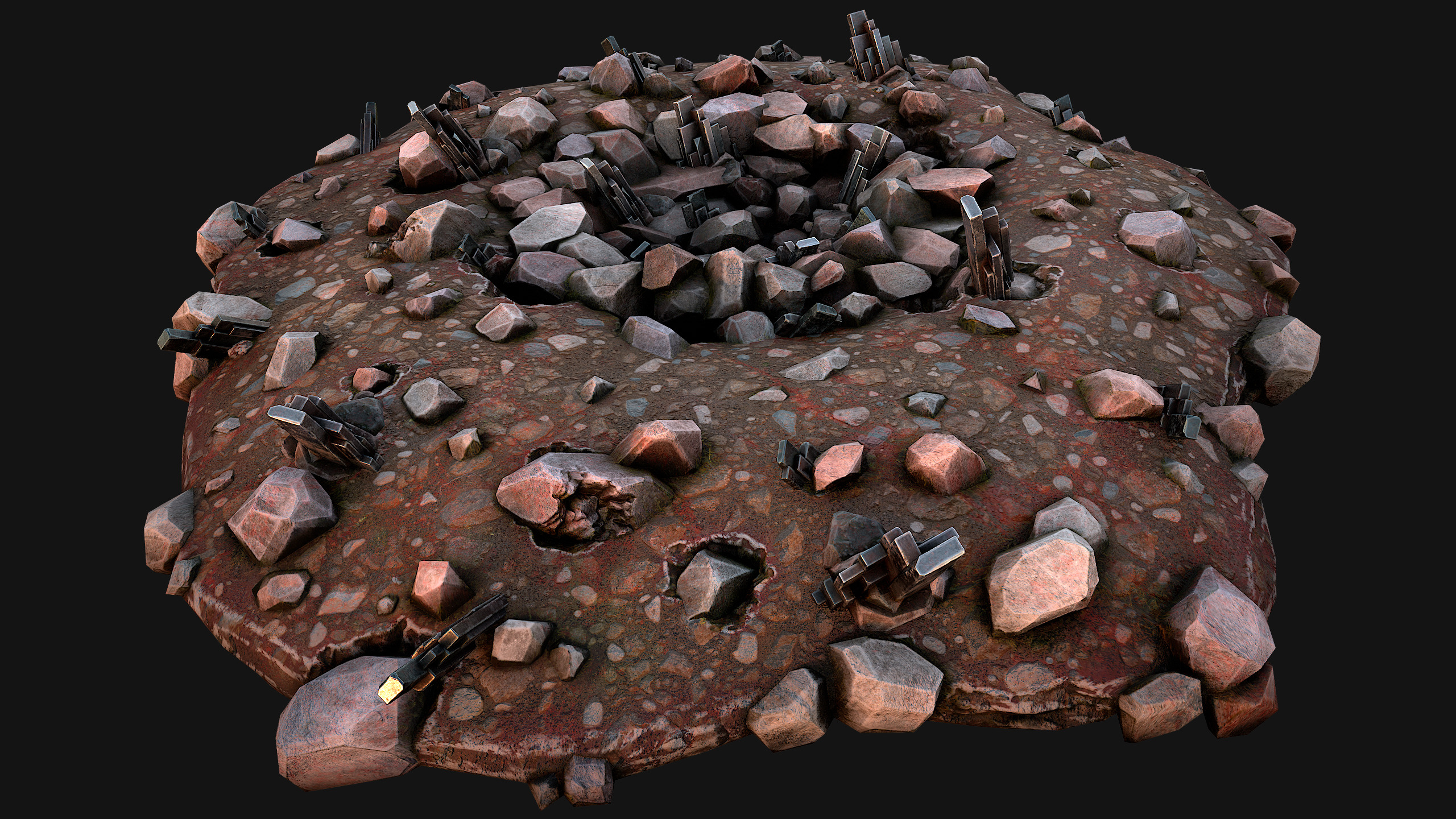 Silver Ore Deposits Mine Environment Low-poly 3D model_20