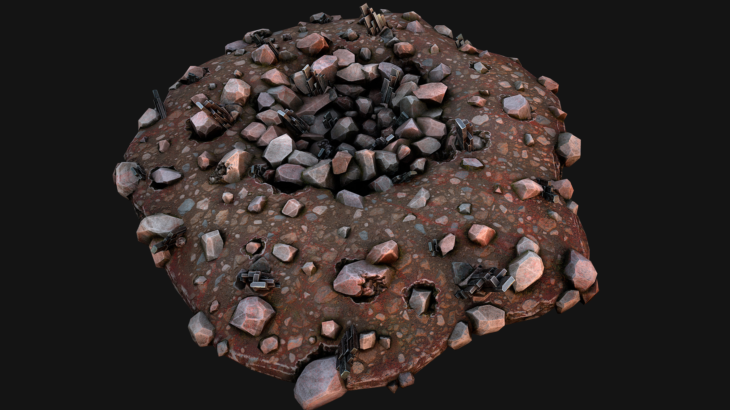 Silver Ore Deposits Mine Environment Low-poly 3D model_22