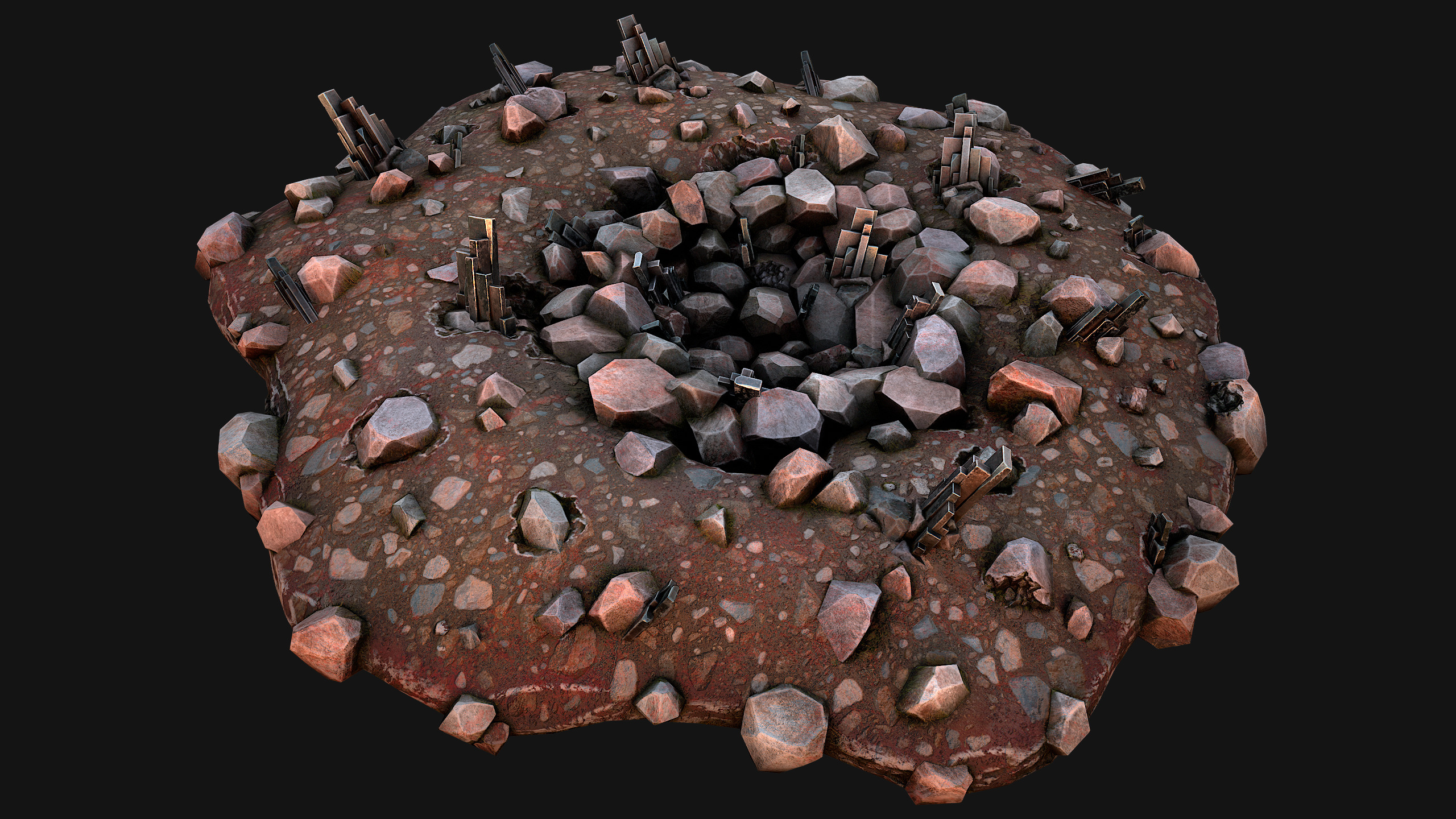 Silver Ore Deposits Mine Environment Low-poly 3D model_8
