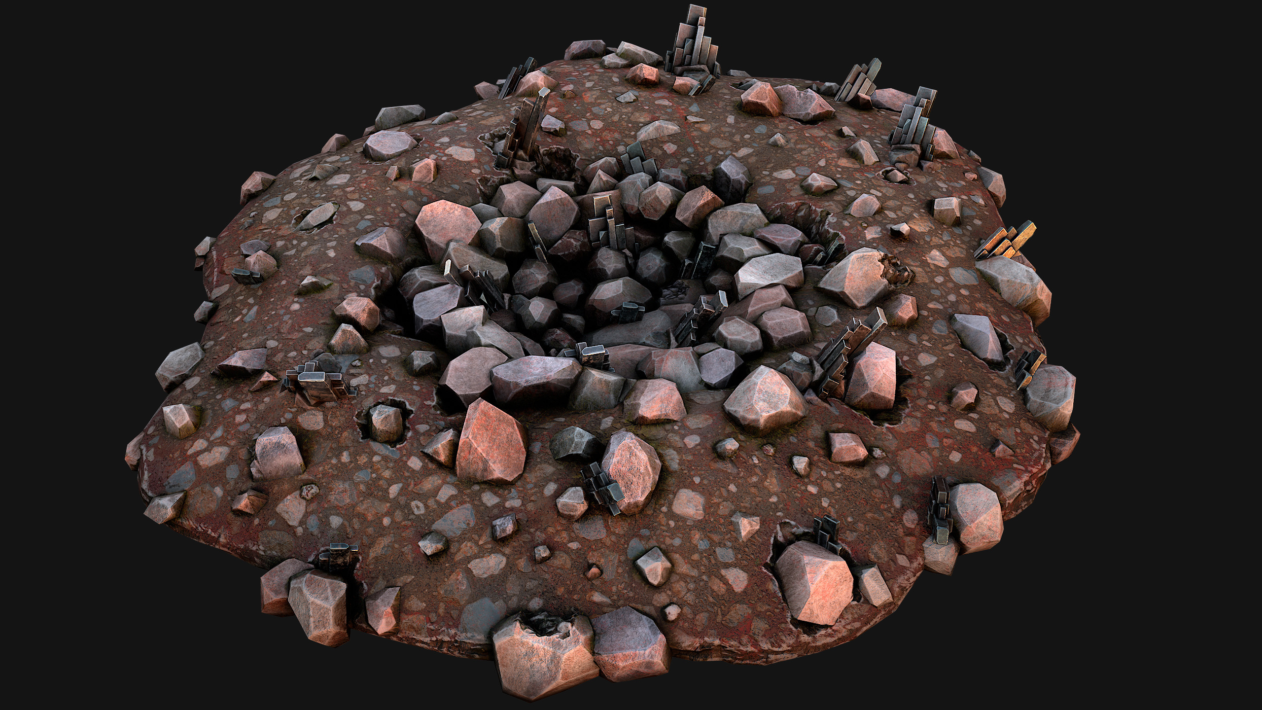 Silver Ore Deposits Mine Environment Low-poly 3D model_17