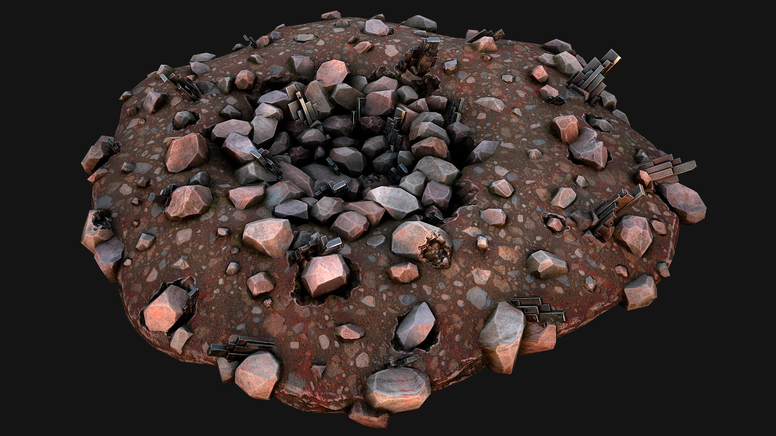 Silver Ore Deposits Mine Environment Low-poly 3D model_16