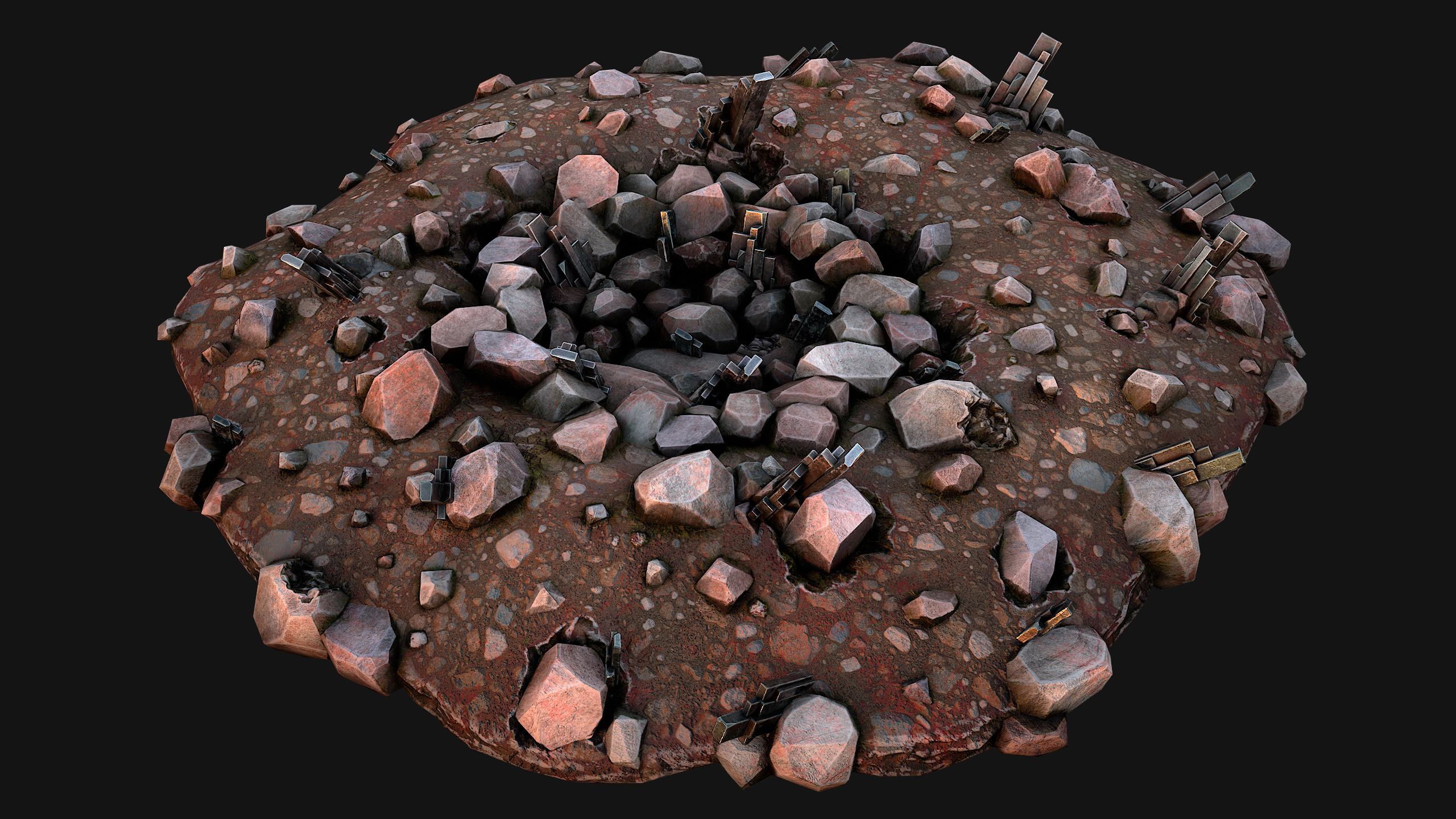 Silver Ore Deposits Mine Environment Low-poly 3D model_4