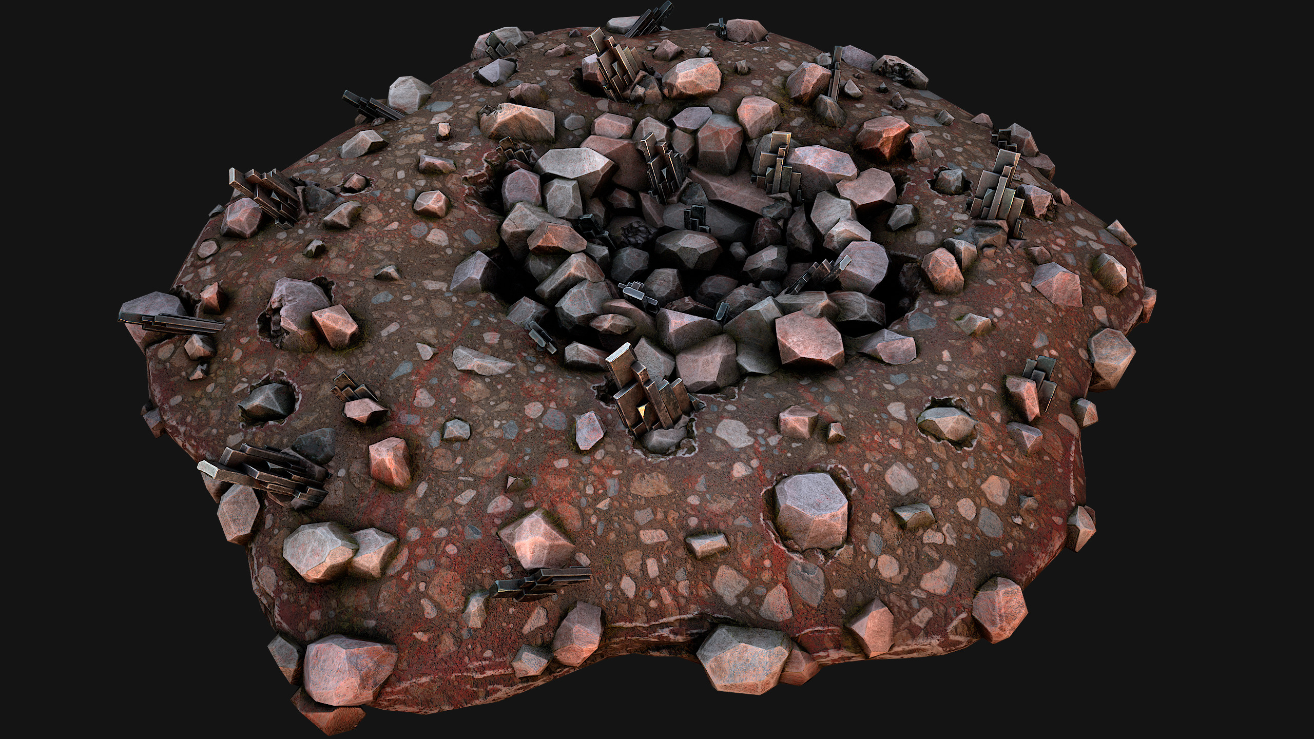 Silver Ore Deposits Mine Environment Low-poly 3D model_11