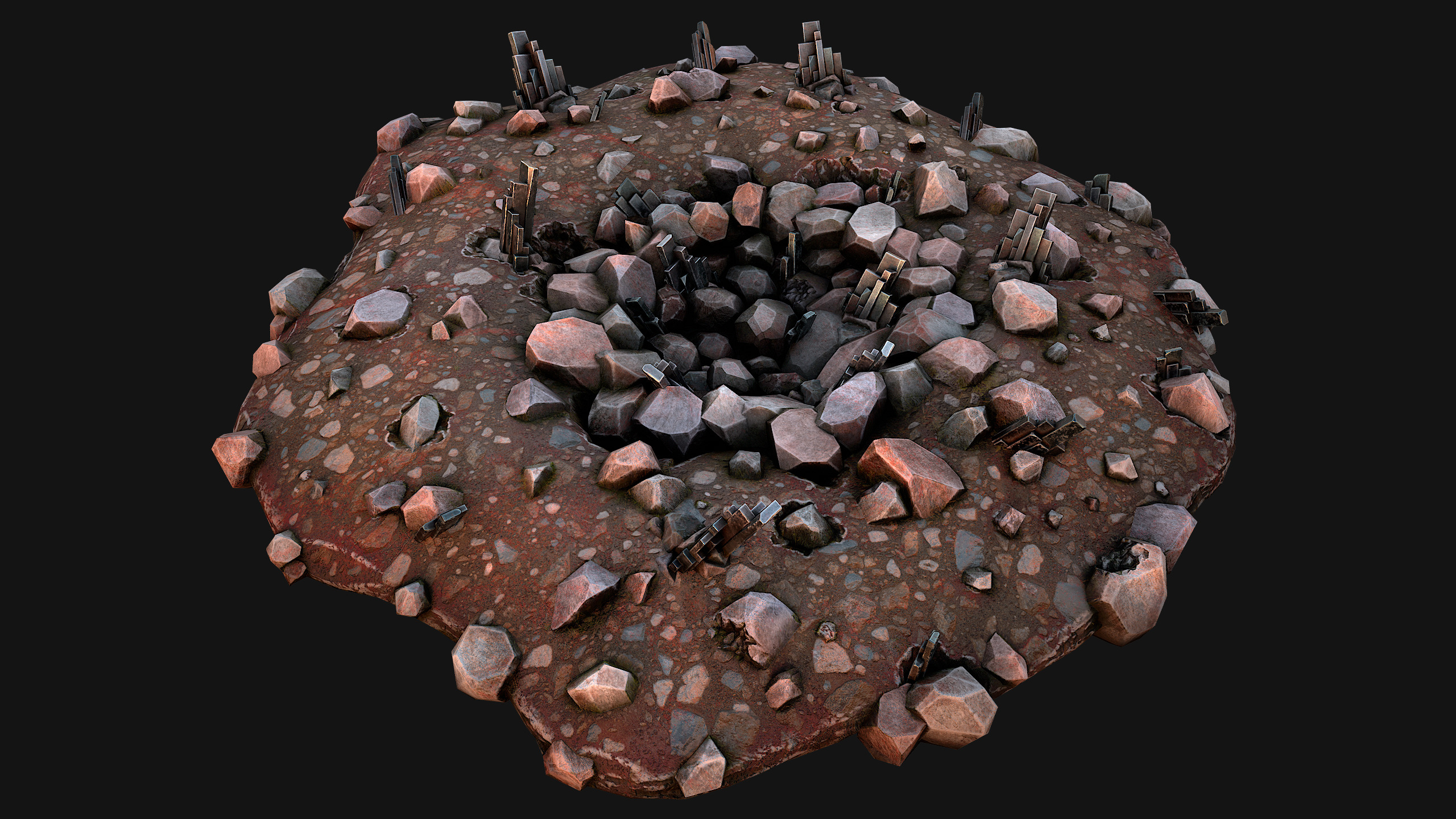 Silver Ore Deposits Mine Environment Low-poly 3D model_7