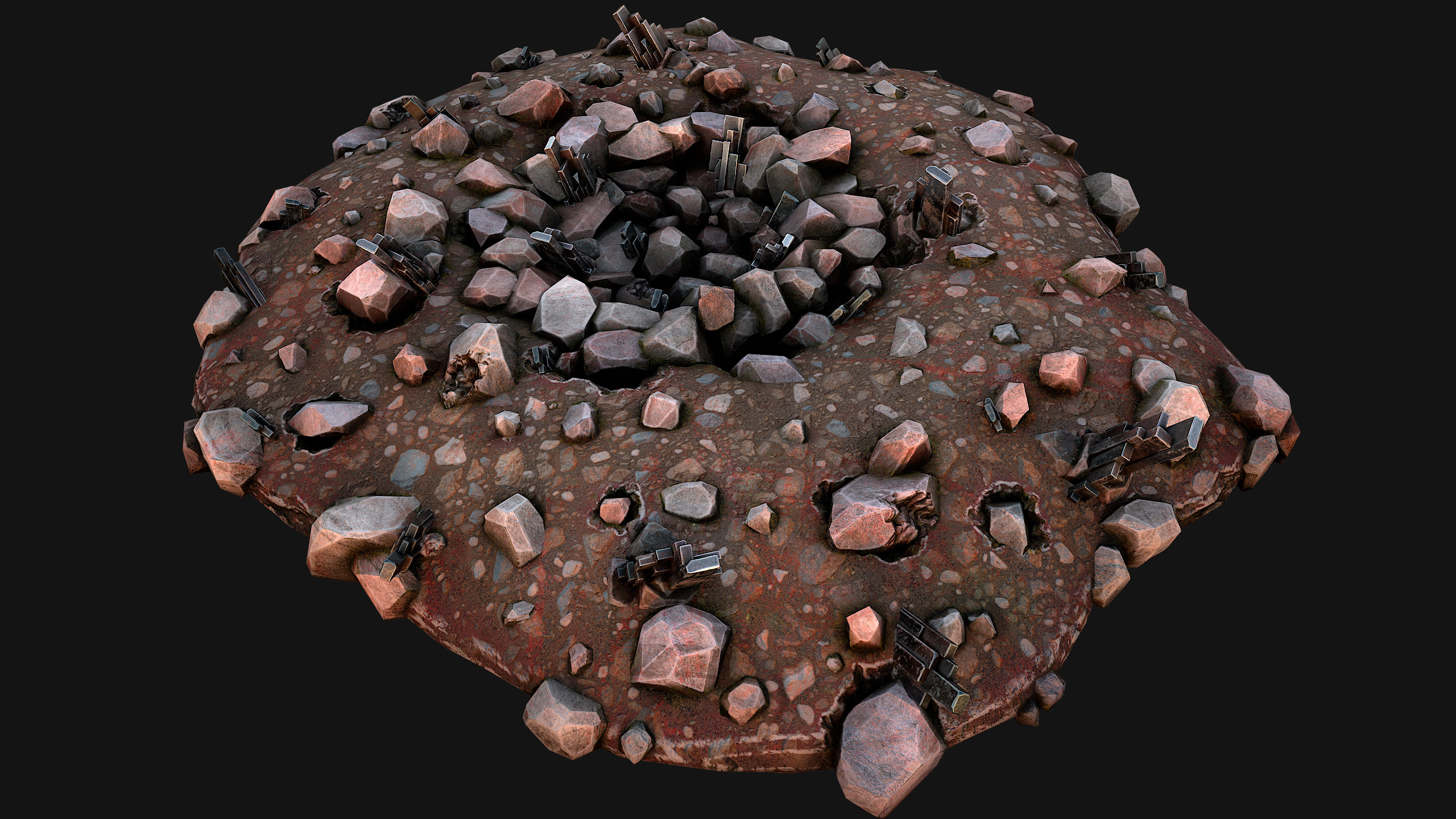 Silver Ore Deposits Mine Environment Low-poly 3D model_14