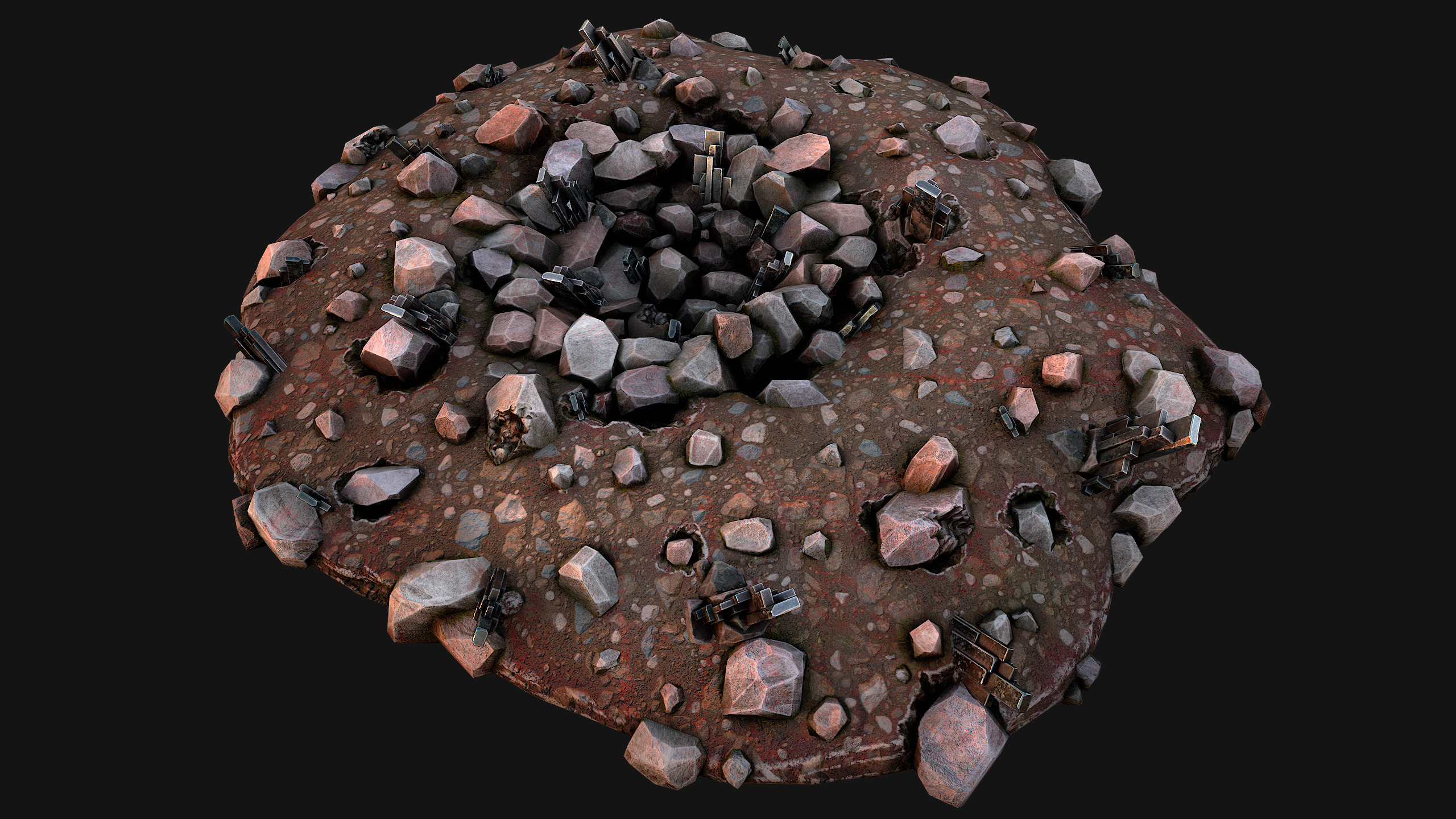 Silver Ore Deposits Mine Environment Low-poly 3D model_23