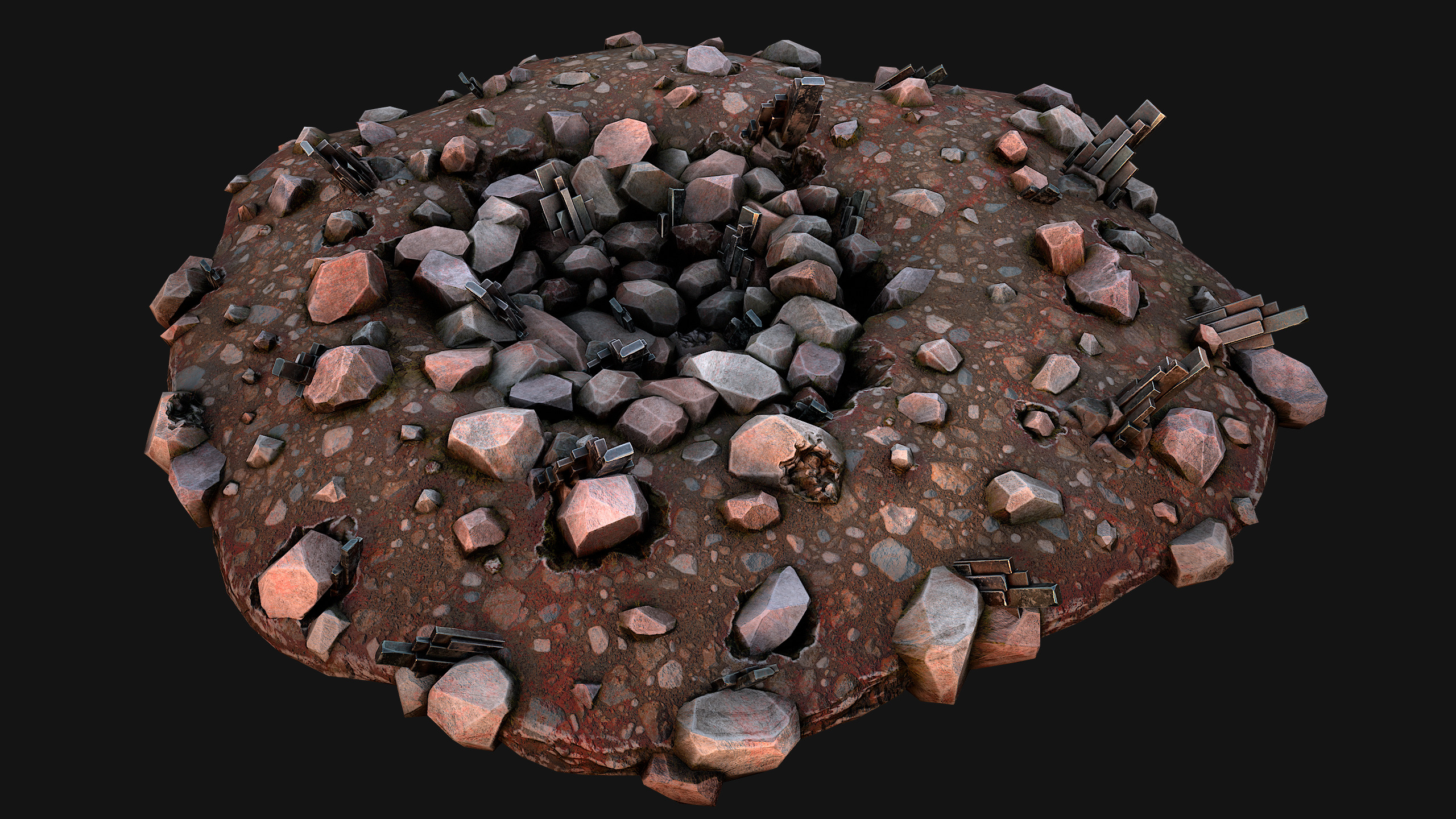 Silver Ore Deposits Mine Environment Low-poly 3D model_26