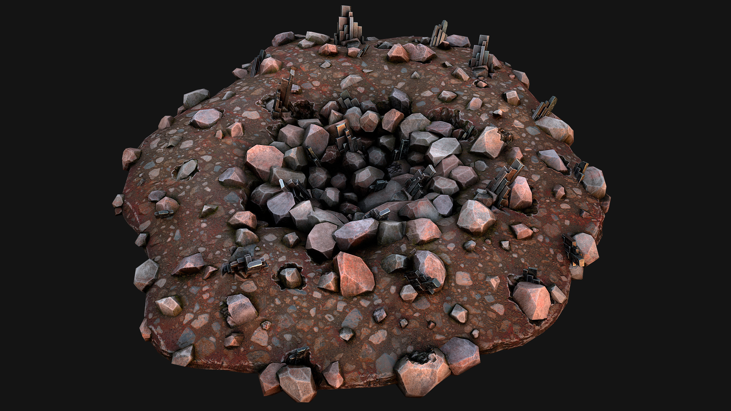 Silver Ore Deposits Mine Environment Low-poly 3D model_19