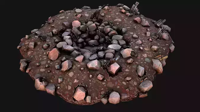 Silver Ore Deposits Mine Environment Low-poly 3D model