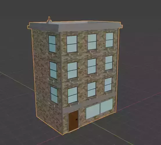 Stylized Low Poly Brick Apartment  Game Ready