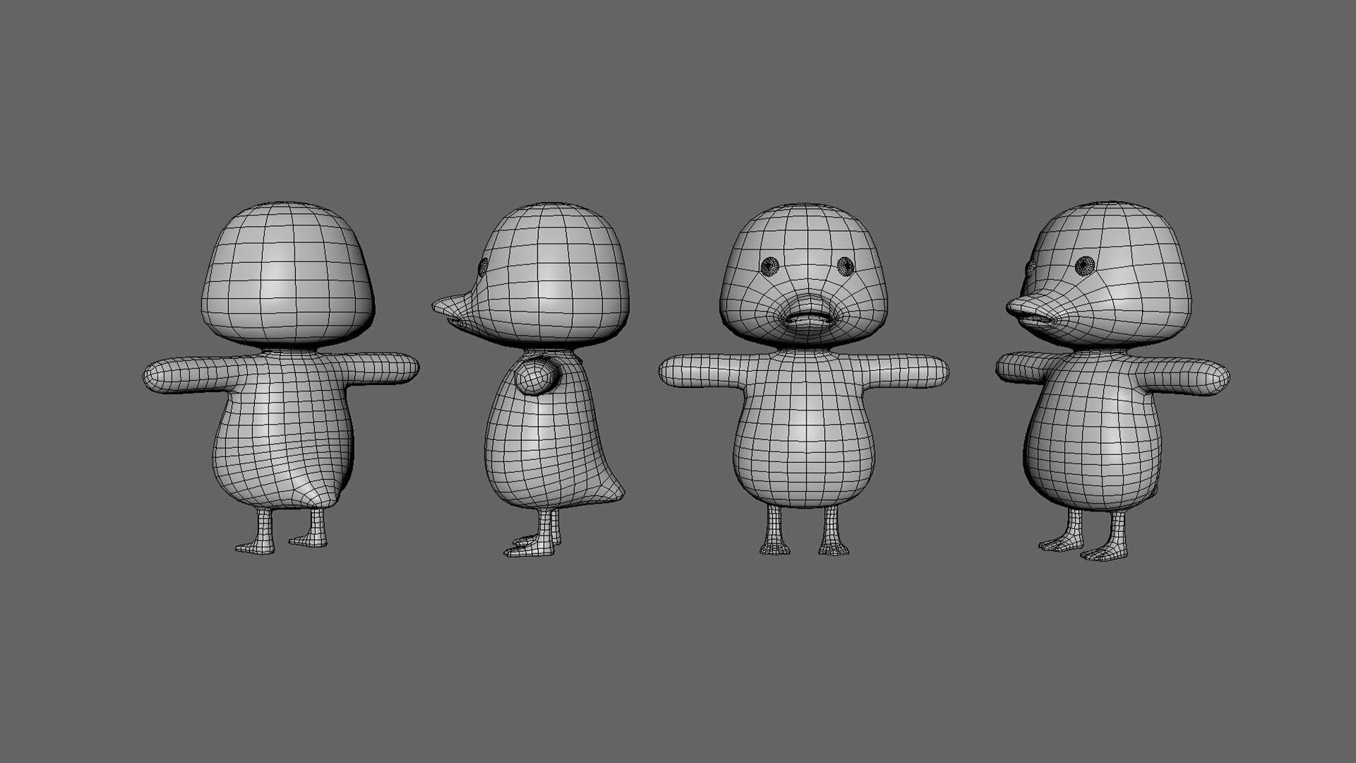 Baby Duck Cartoon Character - Funny And Cute Low-poly 3D model_9