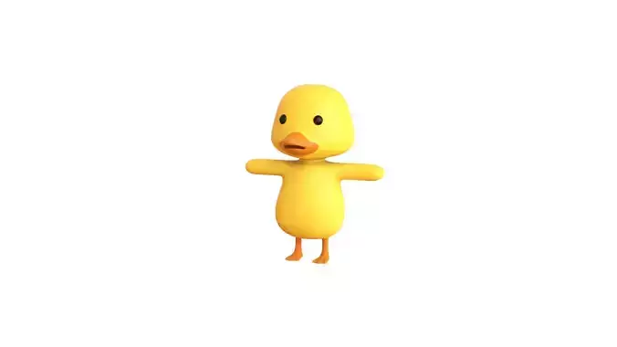 Baby Duck Cartoon Character - Funny And Cute Low-poly 3D model