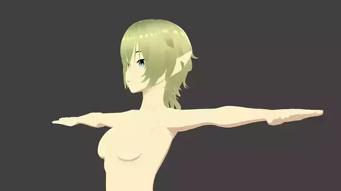 T pose rigged model - Ryu Lion anime girl 3D model