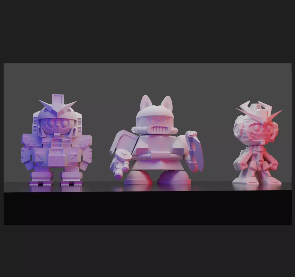 Labubu Gundam set 3D print model_0