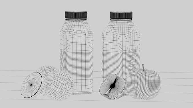 Glass Bottle Juice 3D Model Low-poly 3D model 4