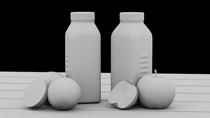 Glass Bottle Juice 3D Model Low-poly 3D model 5
