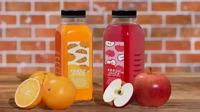 Glass Bottle Juice 3D Model