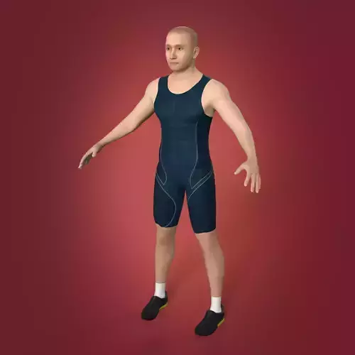 Athlete - Wrestler with 3 Skin Textures -- IK and FK Rig Low-poly 3D model