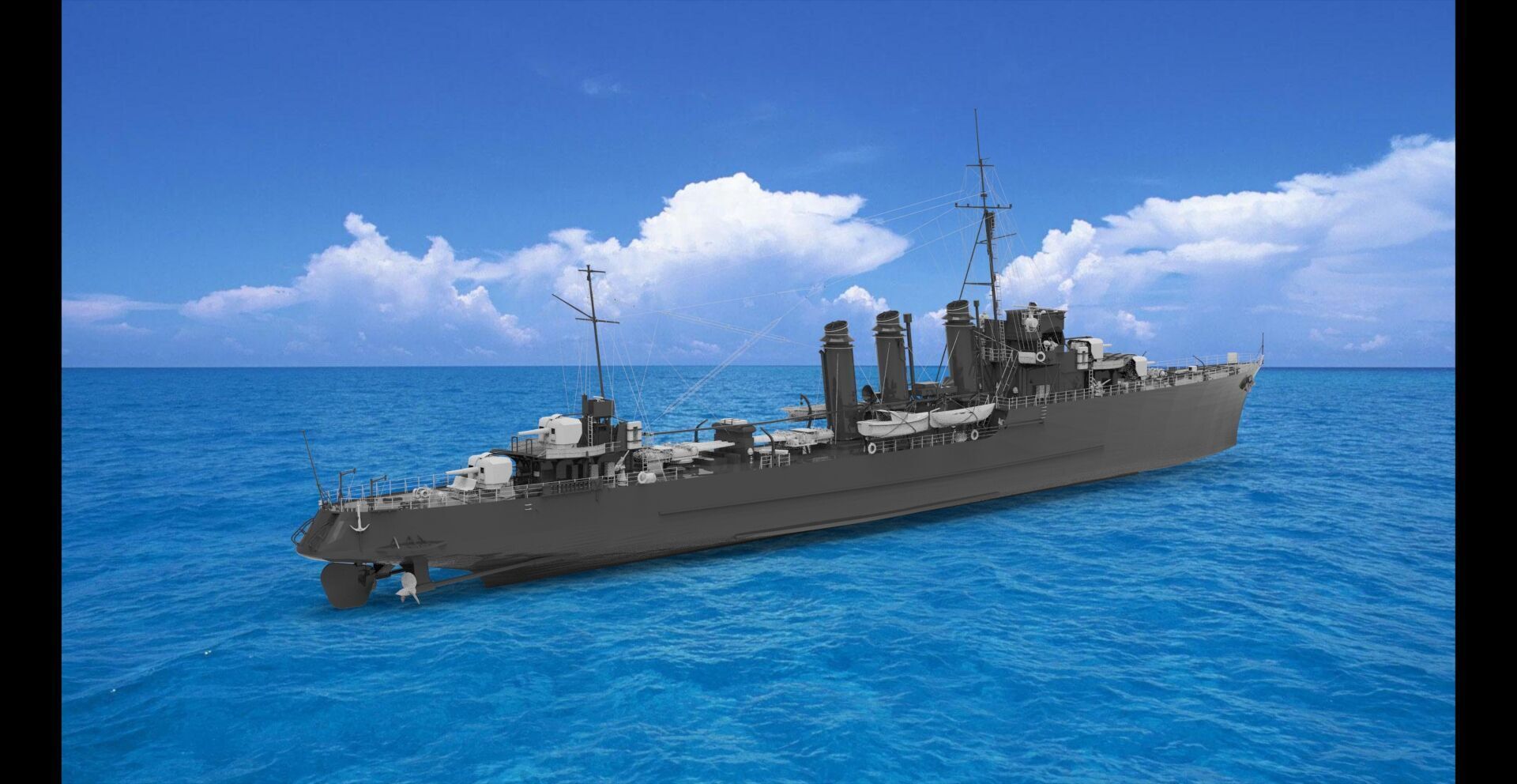 French destroyer Bourrasque 3D model_1