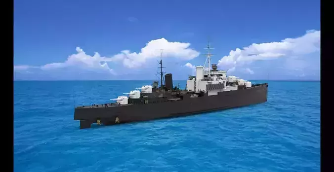 warship 3D model