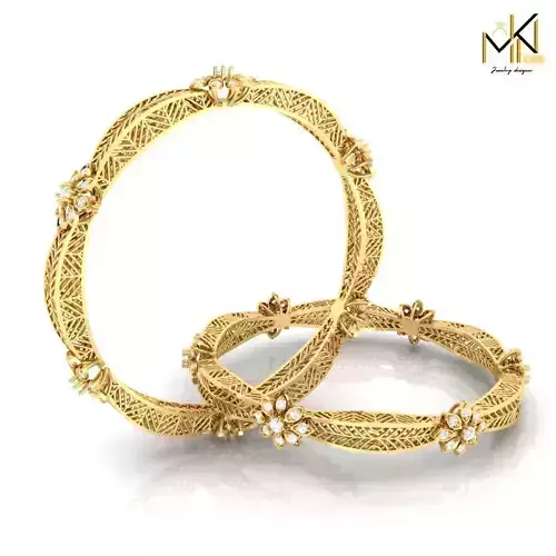 Gold bangle adorned with sparkling diamonds