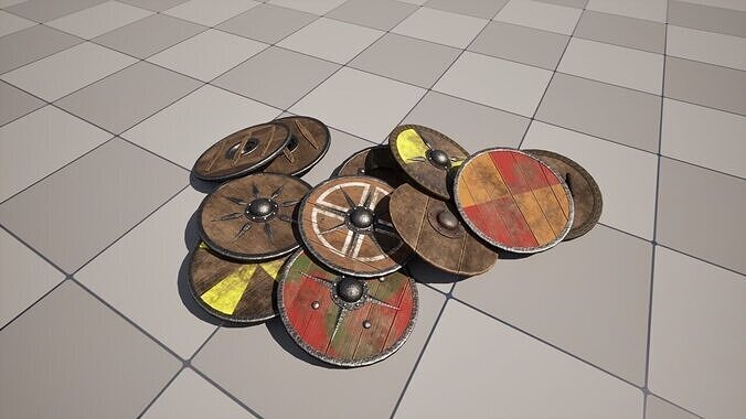Viking Shields Low-poly 3D model