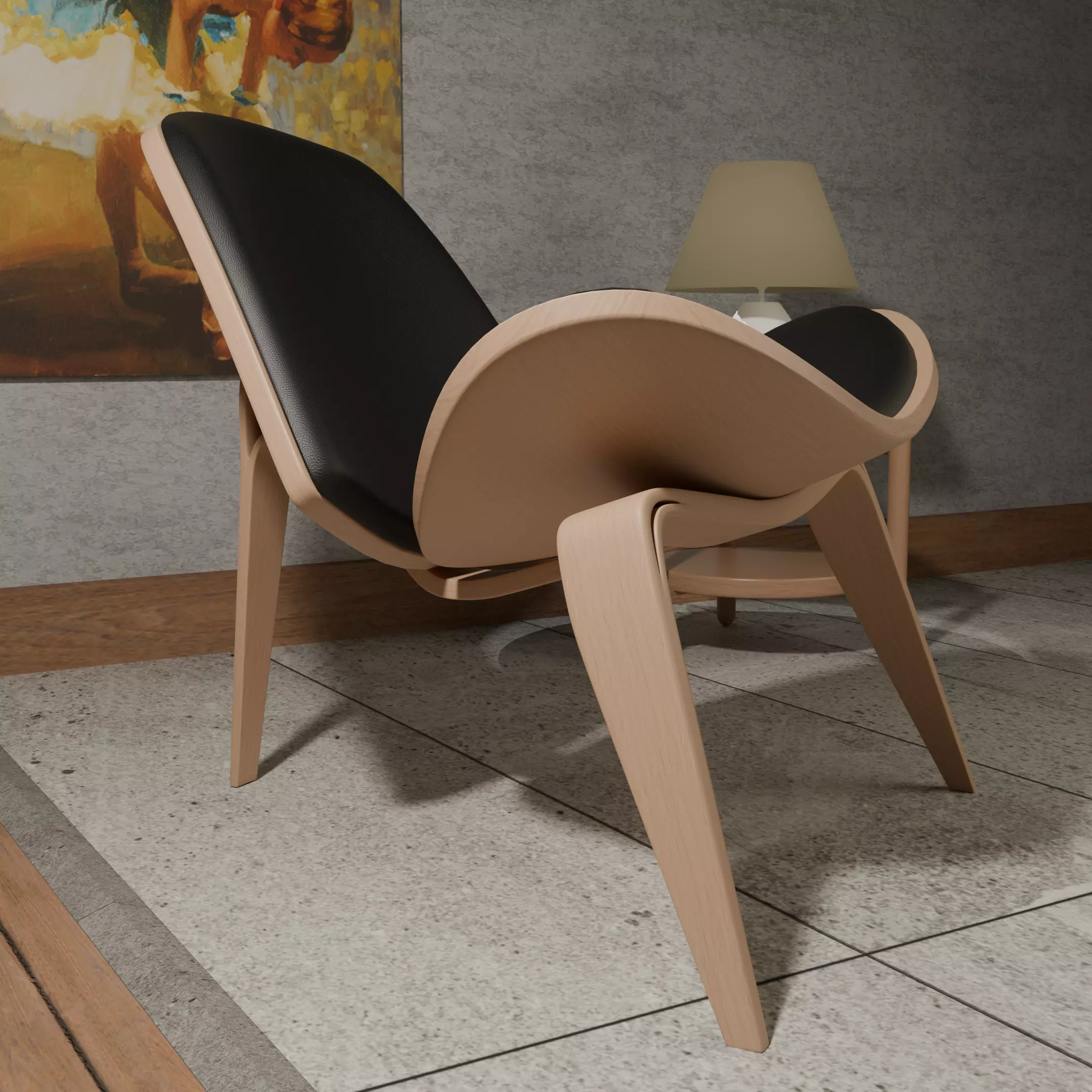 Archviz Single Seat 1 Basic Scene and Lighting 3D model
