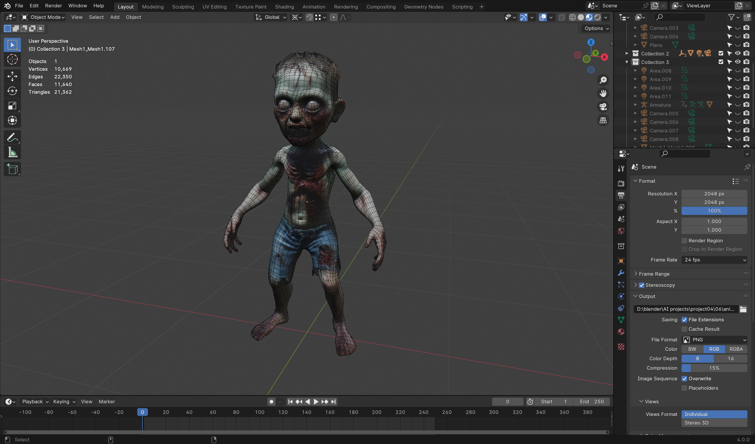 Terrifying Zombie Kid - Game-Ready Fully Rigged Low-poly 3D model_7