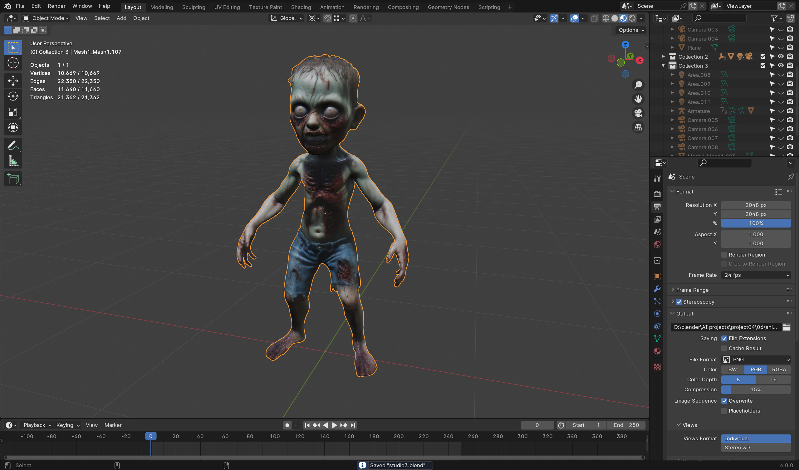 Terrifying Zombie Kid - Game-Ready Fully Rigged Low-poly 3D model_9