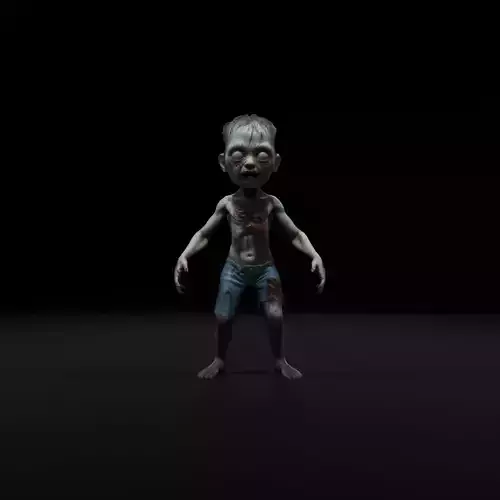 Terrifying Zombie Kid - Game-Ready  Fully Rigged Low-poly 3D model
