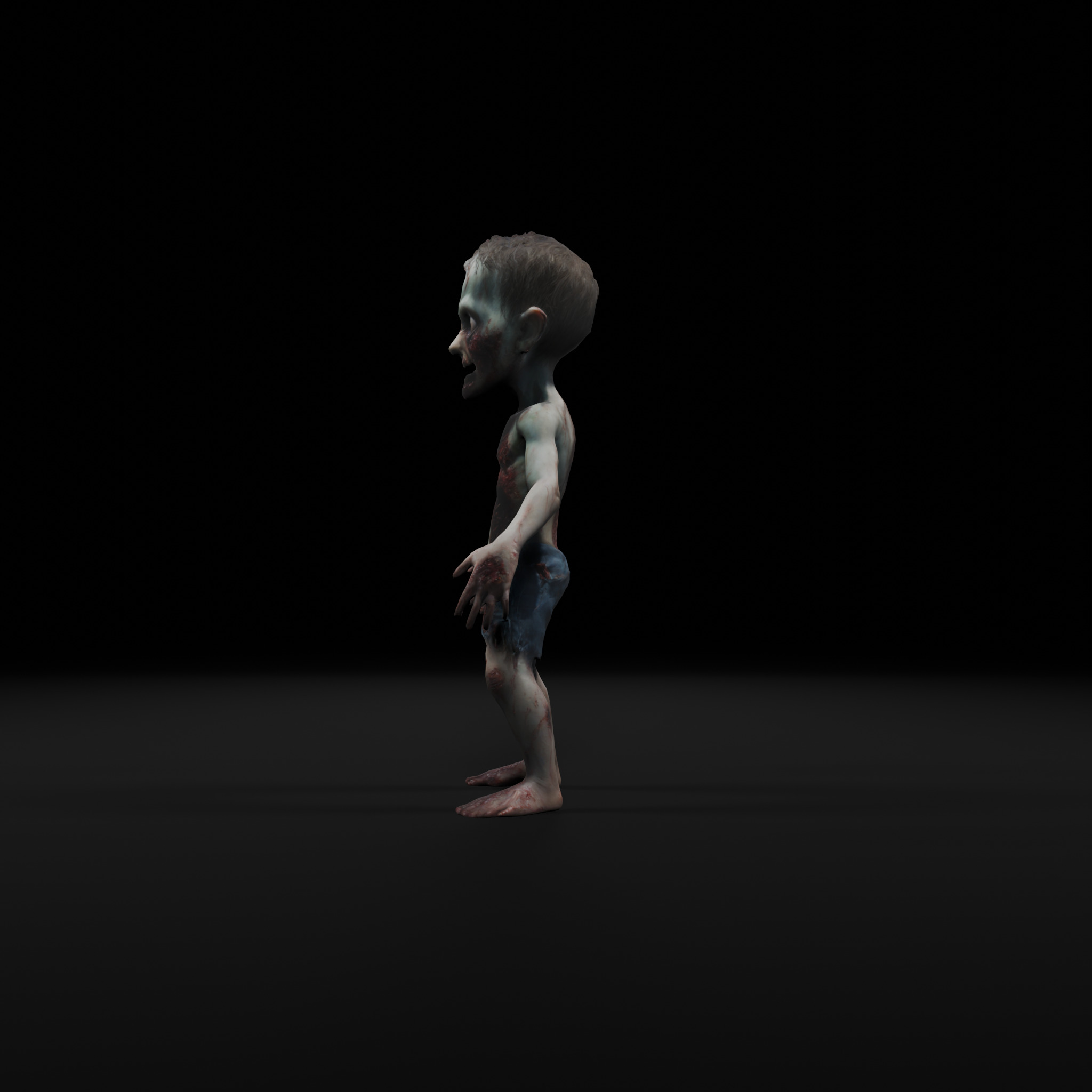 Terrifying Zombie Kid - Game-Ready Fully Rigged Low-poly 3D model_2
