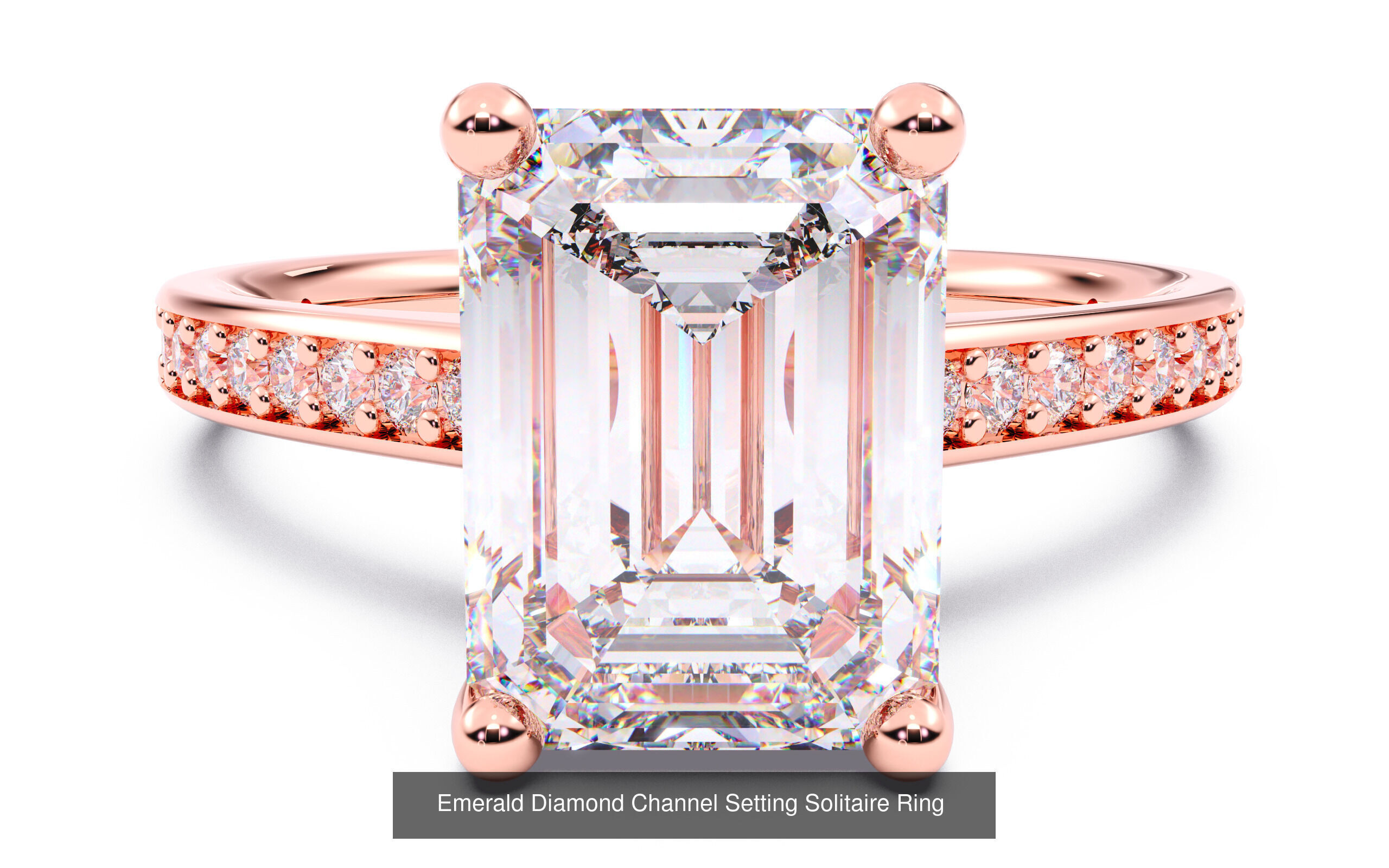 10 Diamond Shapes in Channel Setting Solitaire Rings 3D Model Collection_9