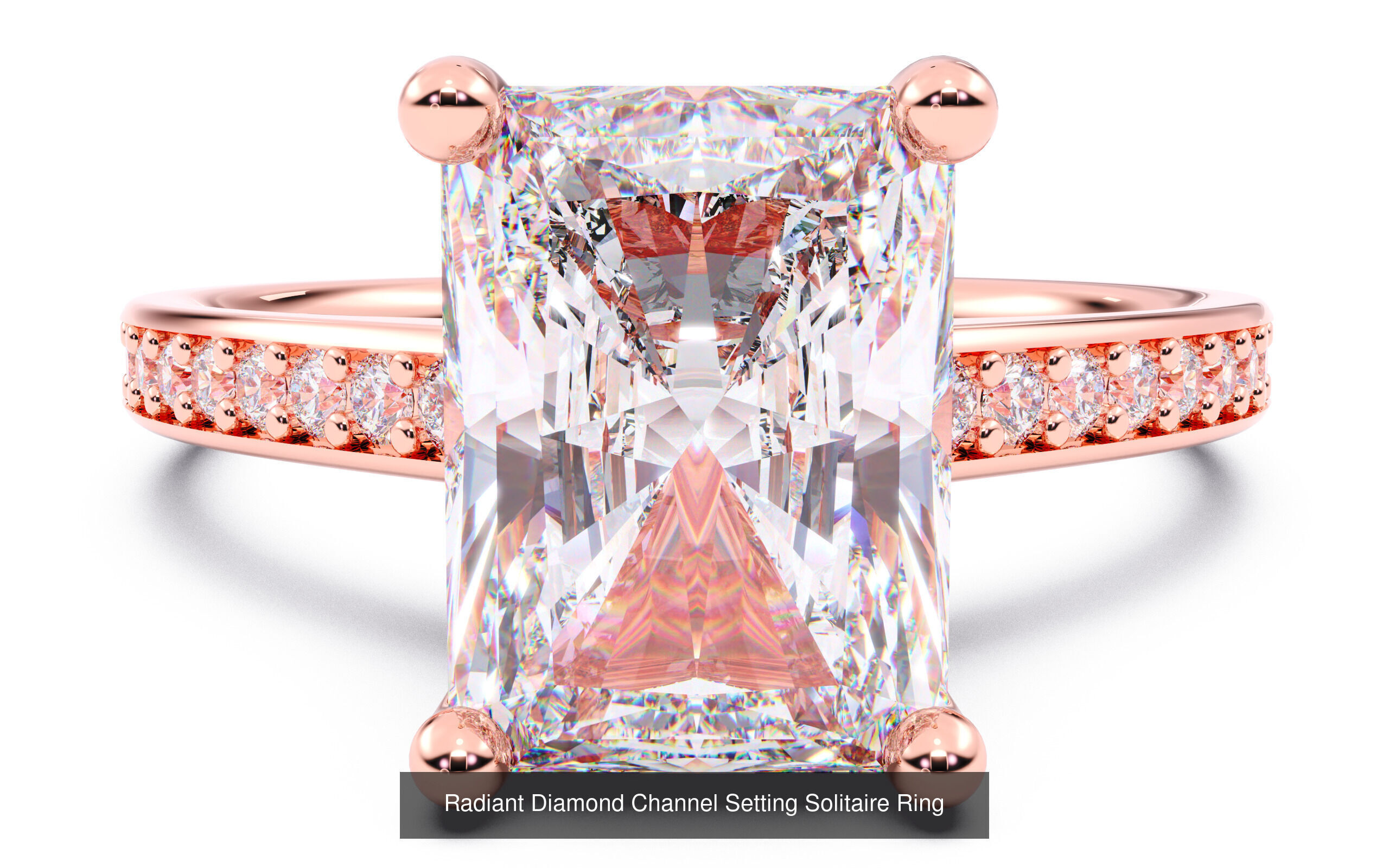 10 Diamond Shapes in Channel Setting Solitaire Rings 3D Model Collection_3