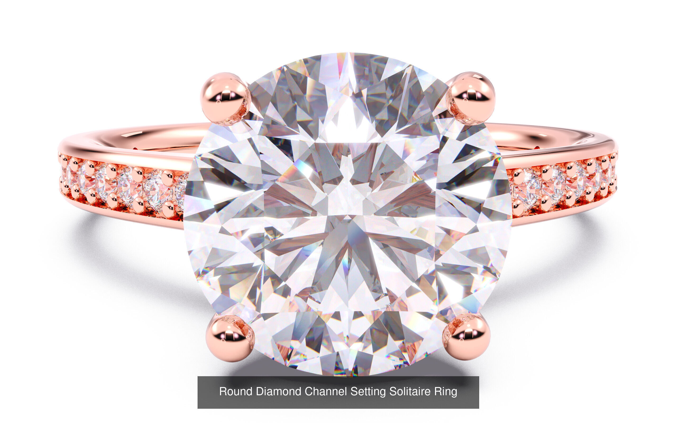 10 Diamond Shapes in Channel Setting Solitaire Rings 3D Model Collection_2