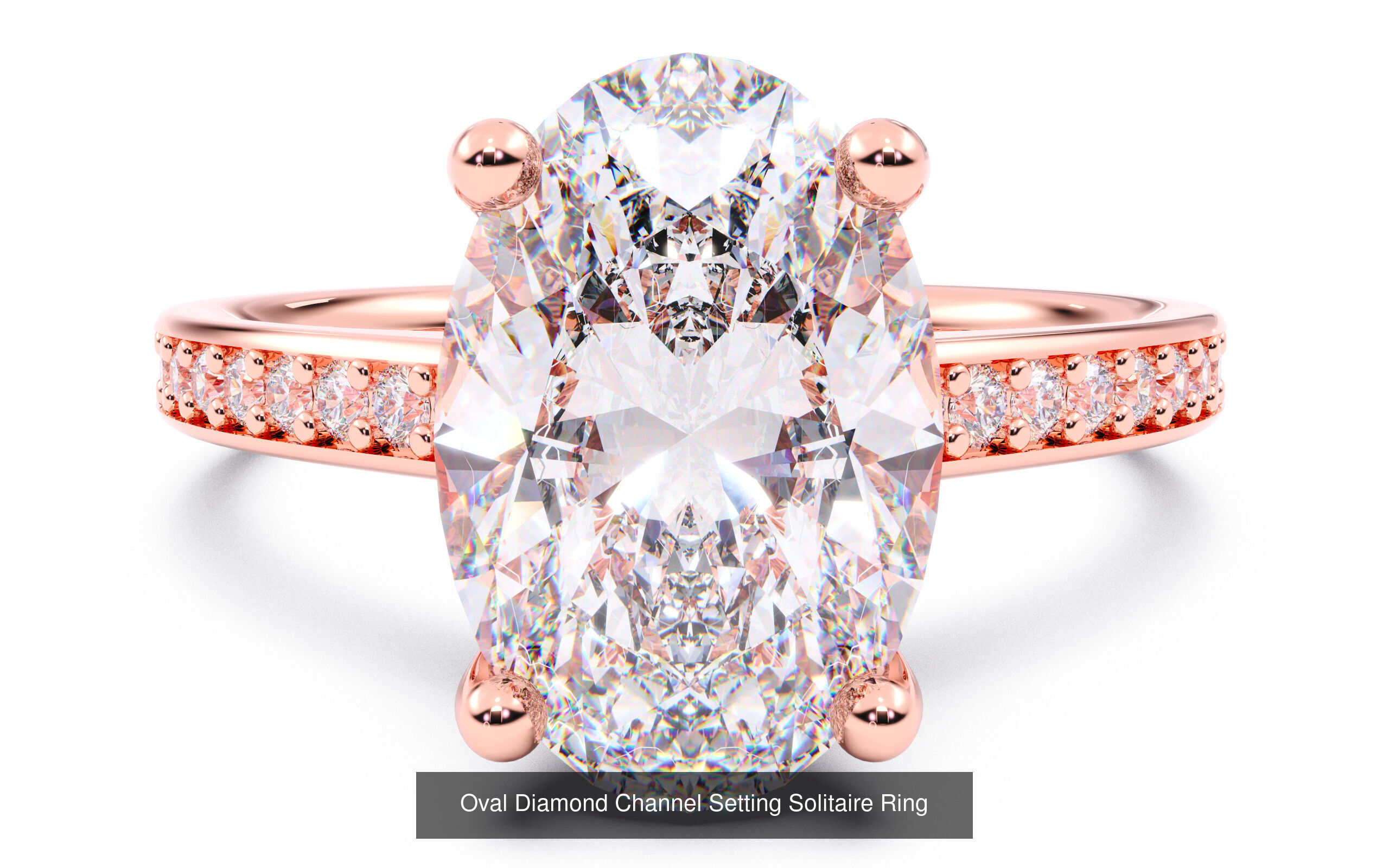 10 Diamond Shapes in Channel Setting Solitaire Rings 3D Model Collection_6