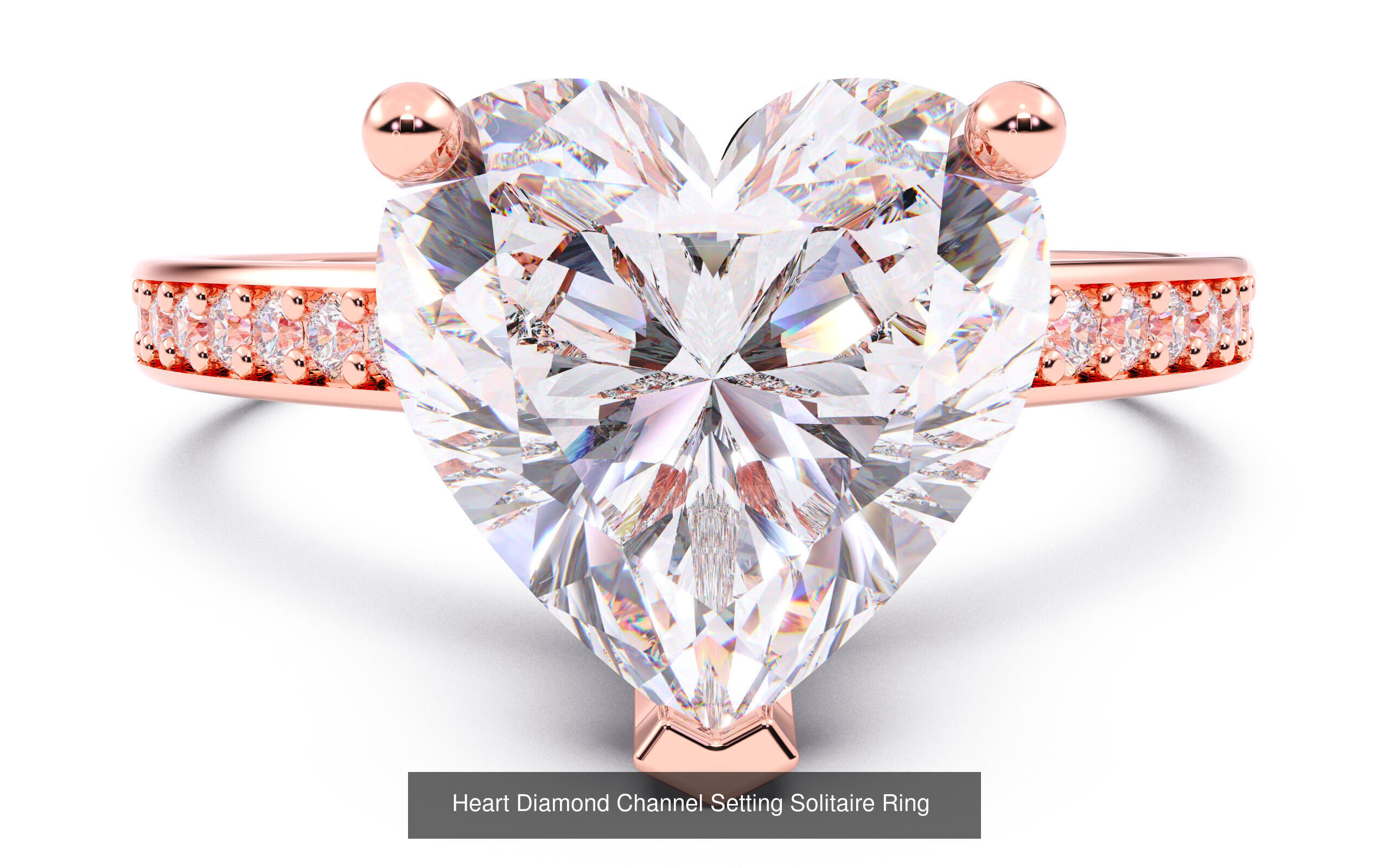 10 Diamond Shapes in Channel Setting Solitaire Rings 3D Model Collection_8