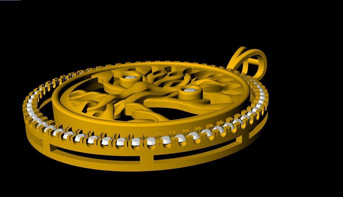 Diamond  Tree Pendant - 0072 3D print model_7