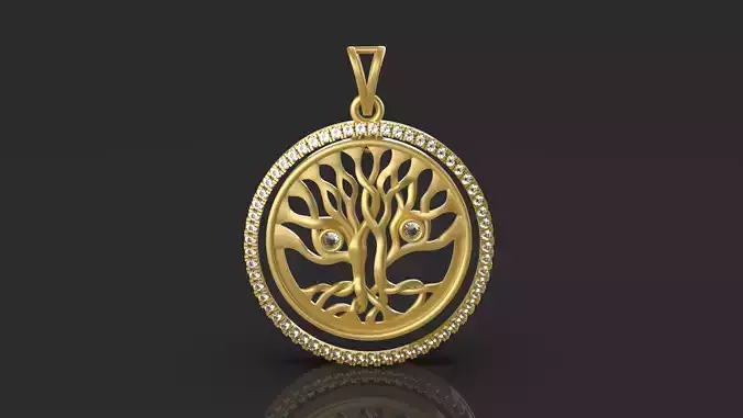Diamond  Tree Pendant - 0072