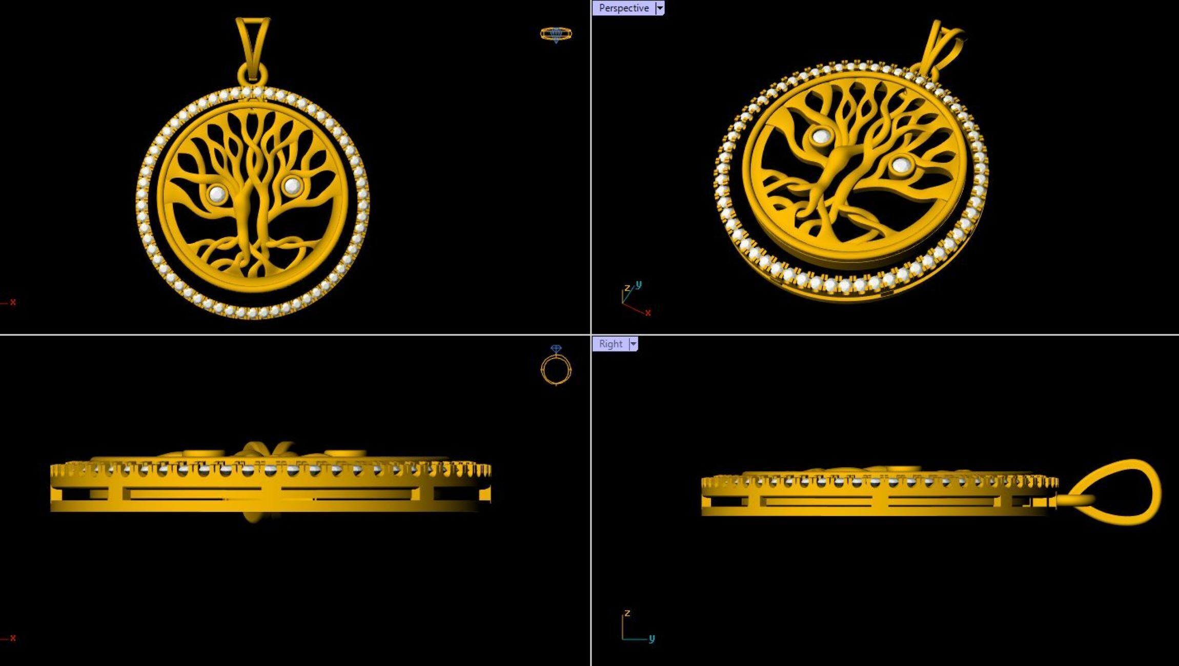 Diamond  Tree Pendant - 0072 3D print model_3