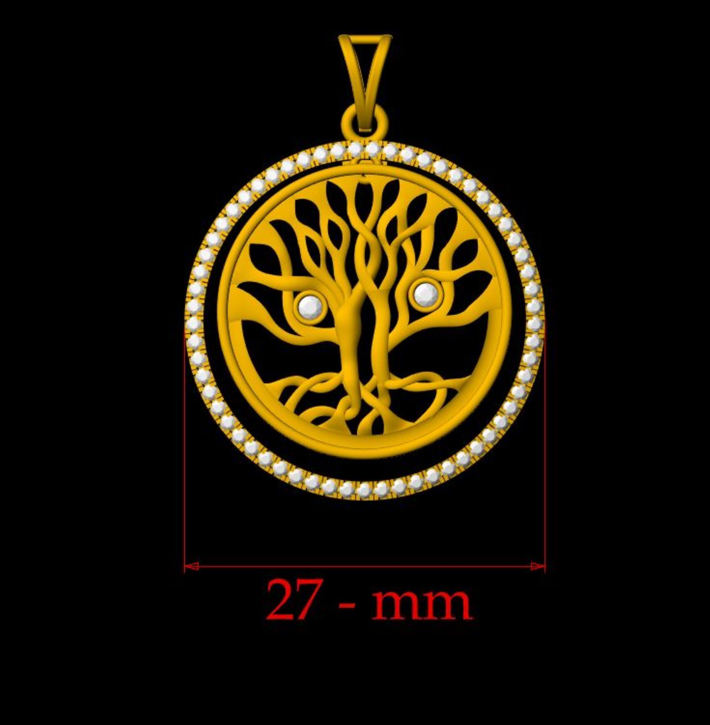 Diamond  Tree Pendant - 0072 3D print model_1