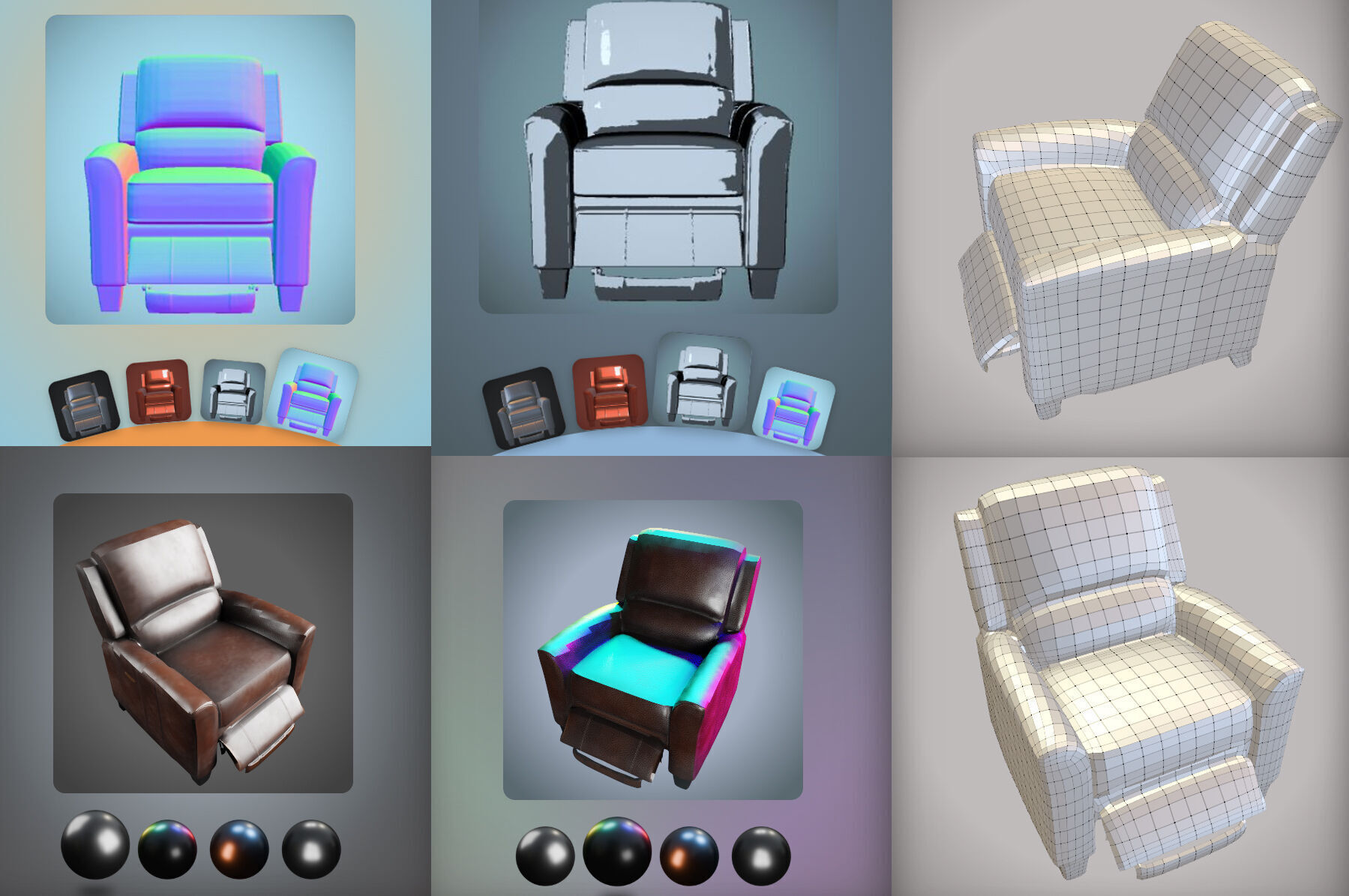 Luxury Leather Recliner Sofa 3D Model 3D model_1