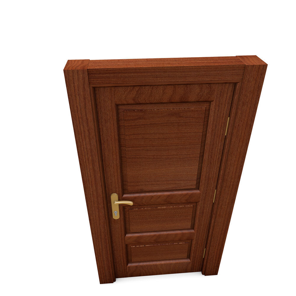 Mahogany Hard Wooden Door 3D model_7