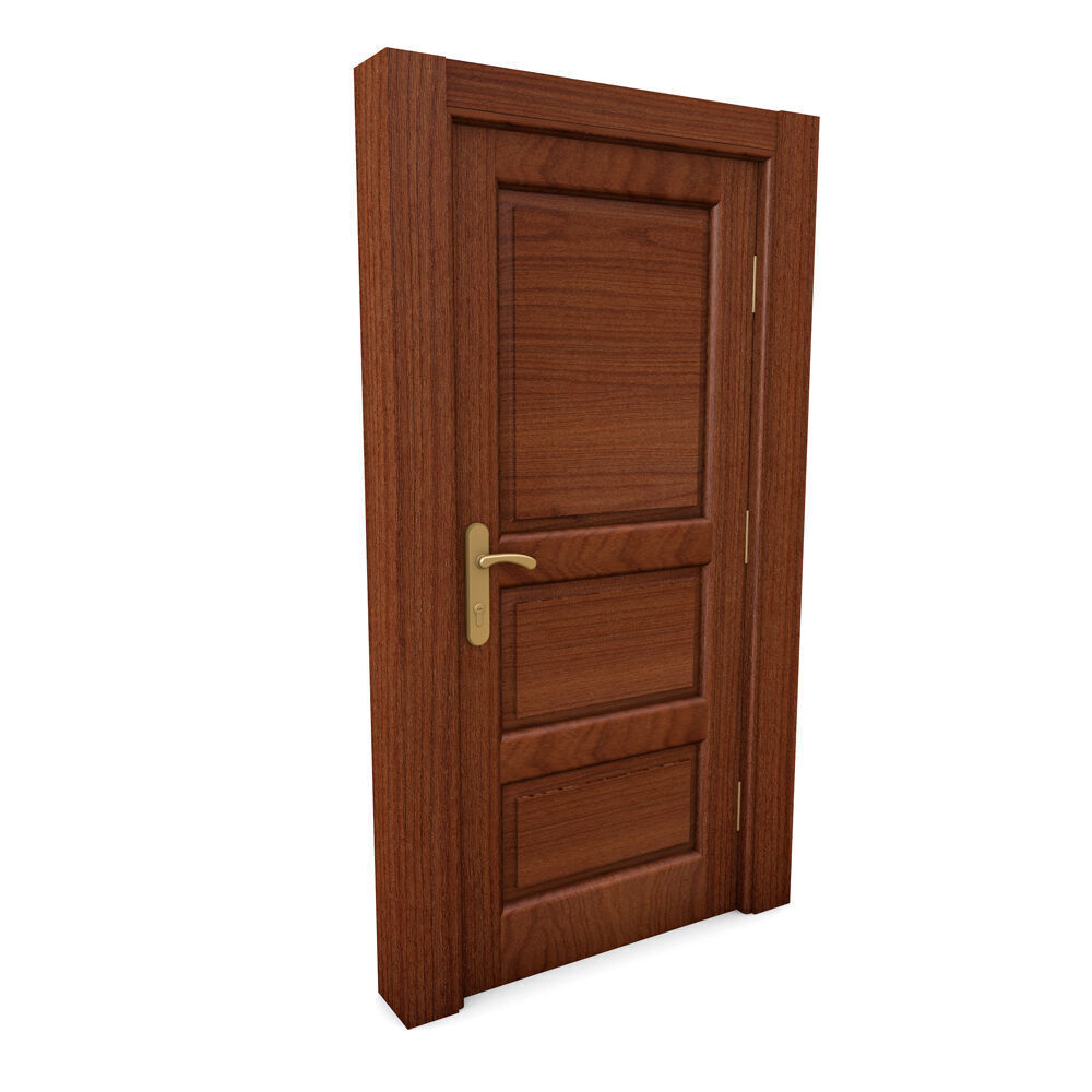 Mahogany Hard Wooden Door 3D model_4