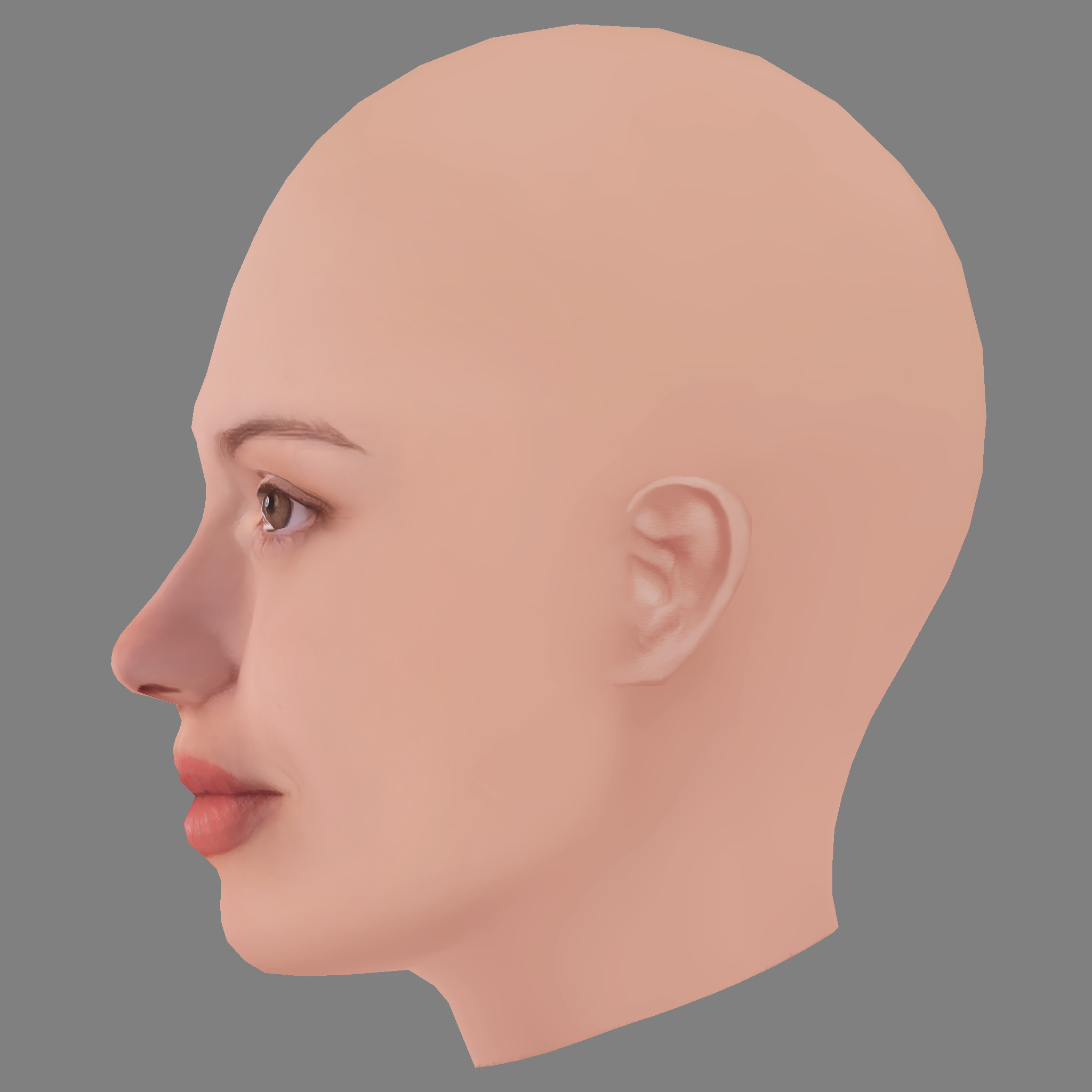 Agatha Moreira Head - No Hair - Low poly head for game Low-poly 3D model_3