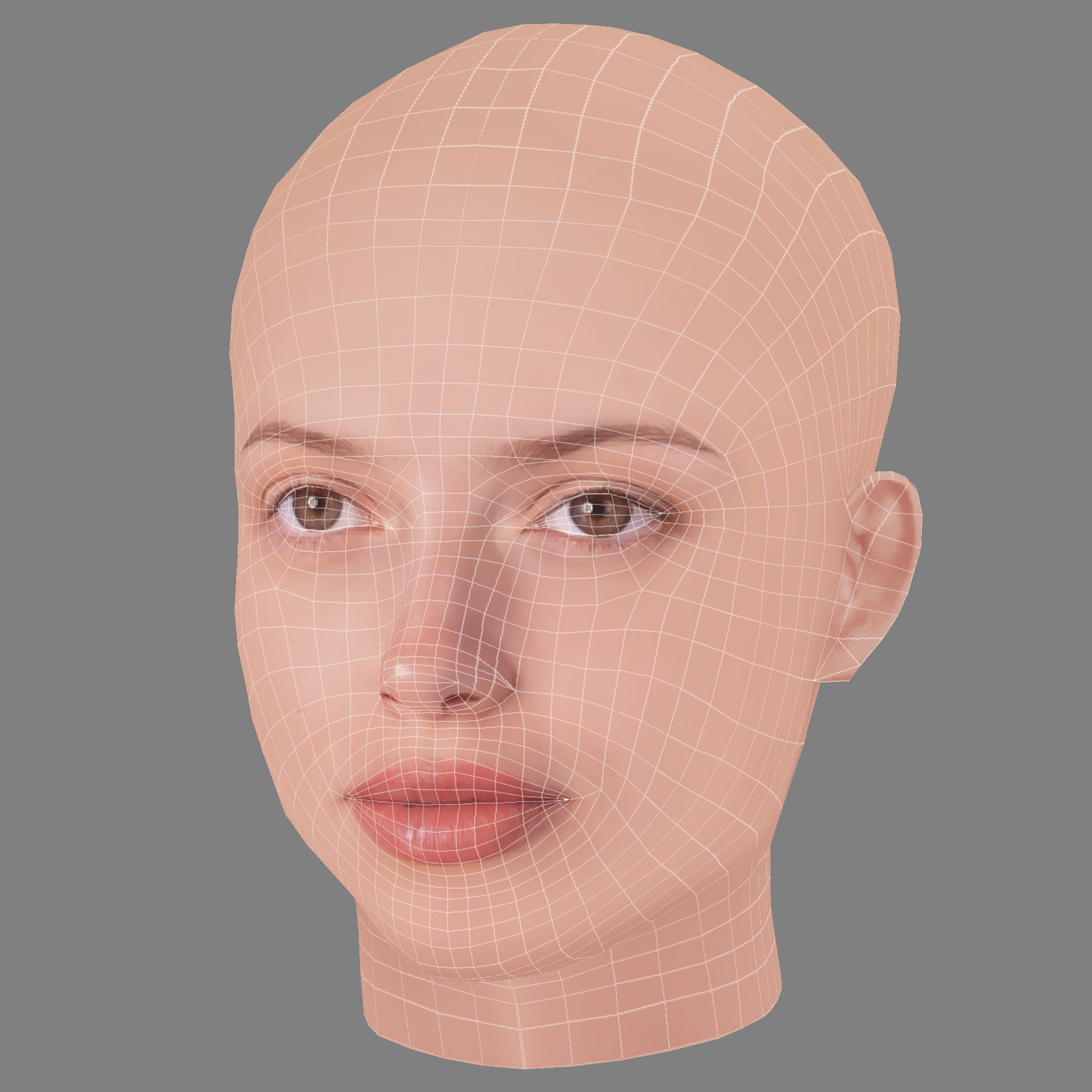 Agatha Moreira Head - No Hair - Low poly head for game Low-poly 3D model_8